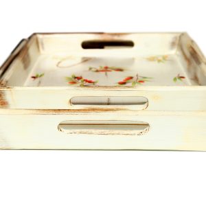 Rustic Finish White,Set of 2 Trays