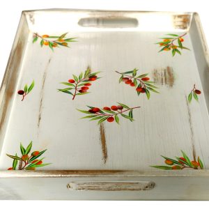 Rustic Finish White,Set of 2 Trays